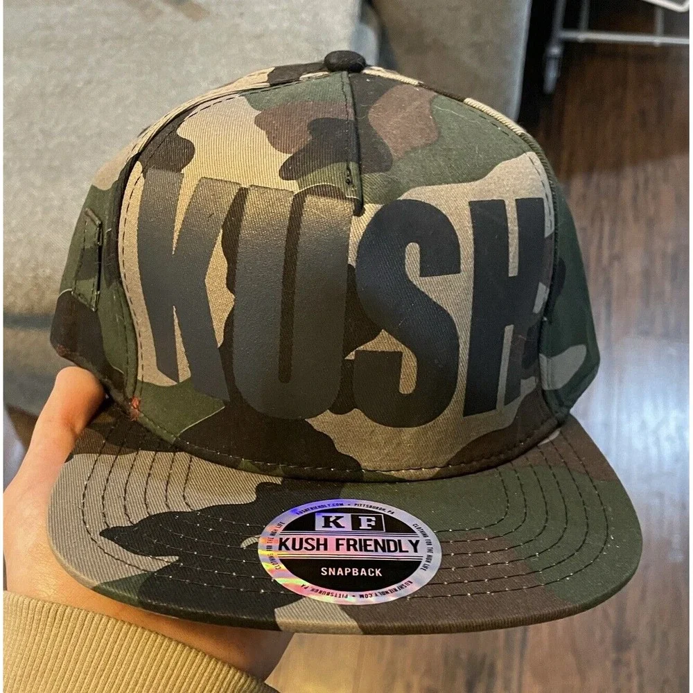 Kush‎ Friendly Camo Snapback Hat  Trucker One Size Green 420 Smoker